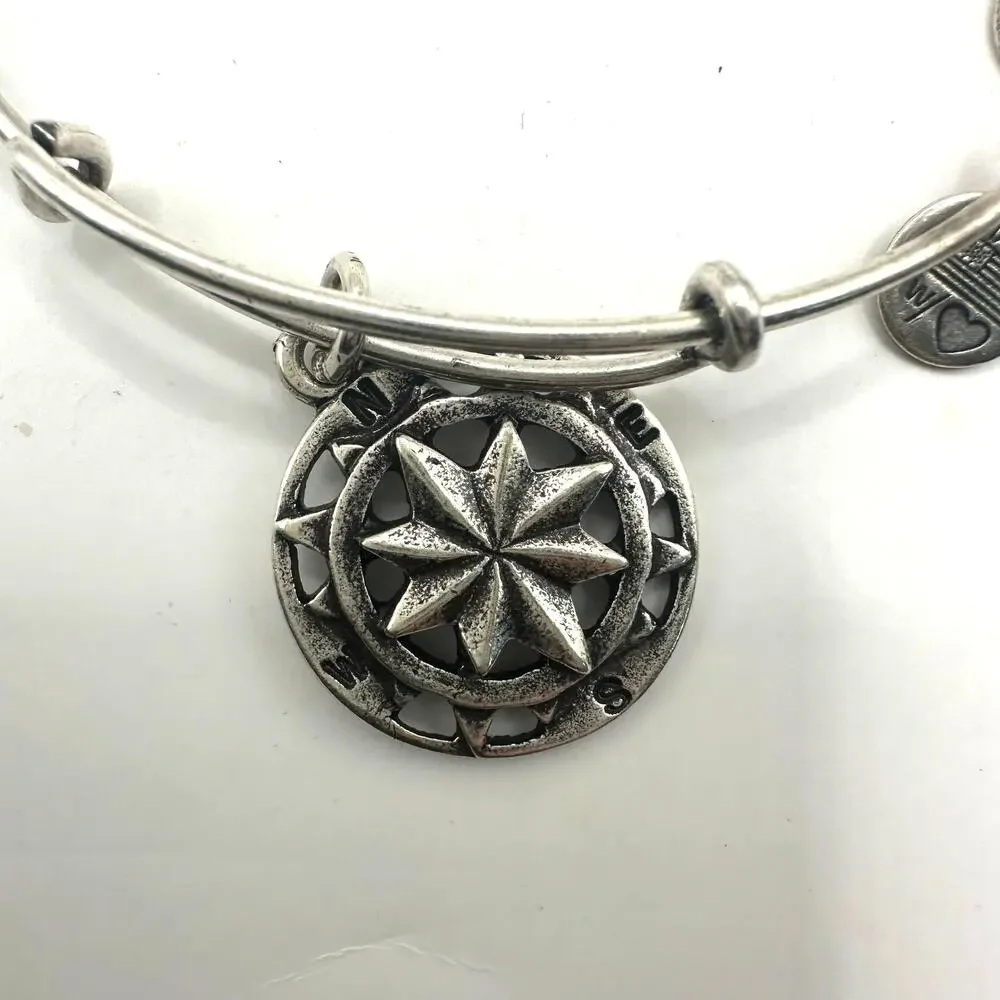 Alex + Ani Compass bracelet Silver tone Energy Charm Boho Casual